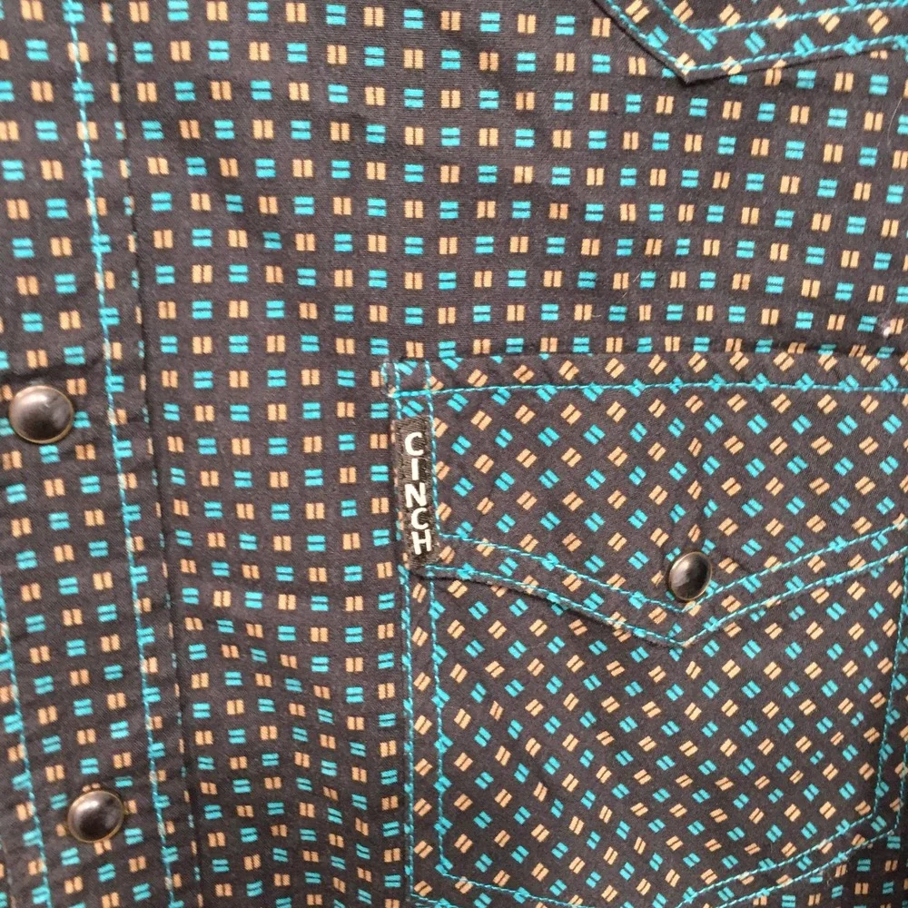 Cinch Mens Shirt Modern Fit Western Geometric Snap L Black Teal